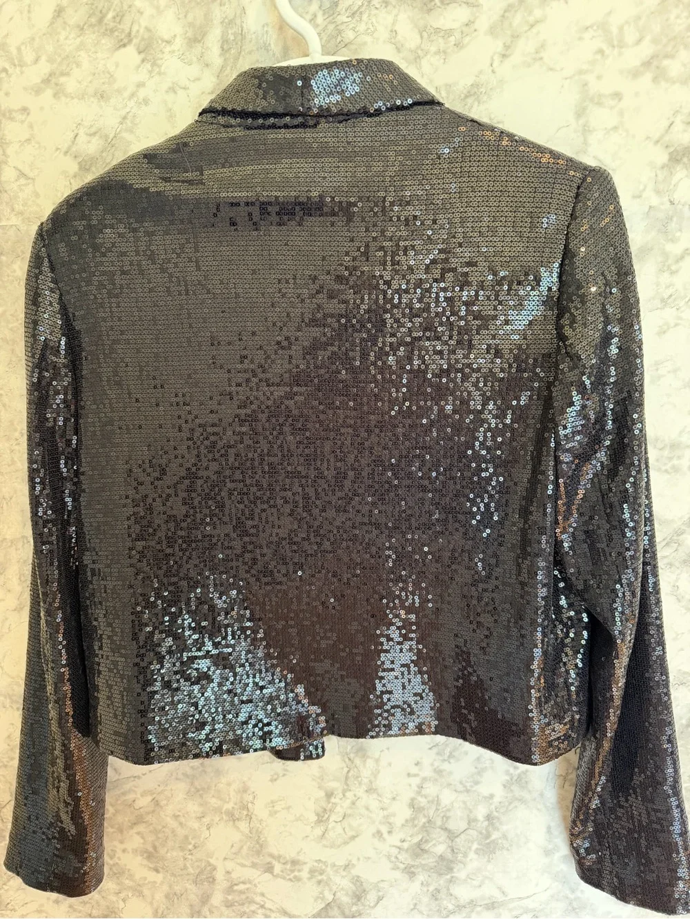 H&M Women's Navy Sequin Open-Front Blazer